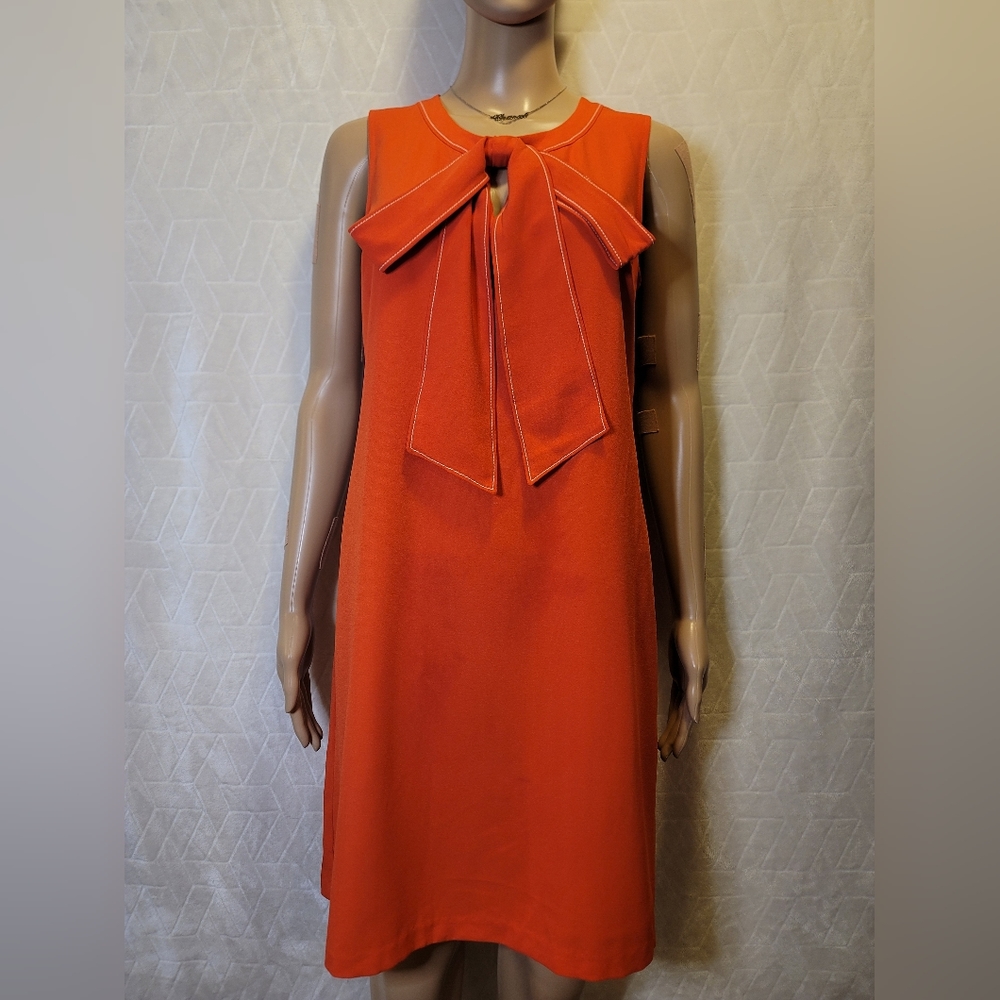 Maison Jules Rusty/ Fire Orange Mini Dress with Ribbon Accent